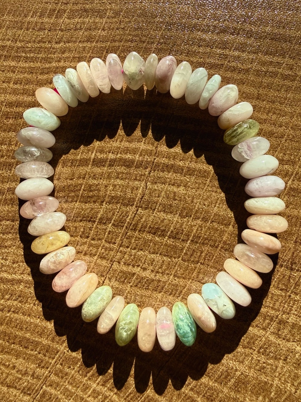 Morganite/Mixed Beryl Multi-Color Rondelle Beaded Crystal Stone Stretch Bracelet
